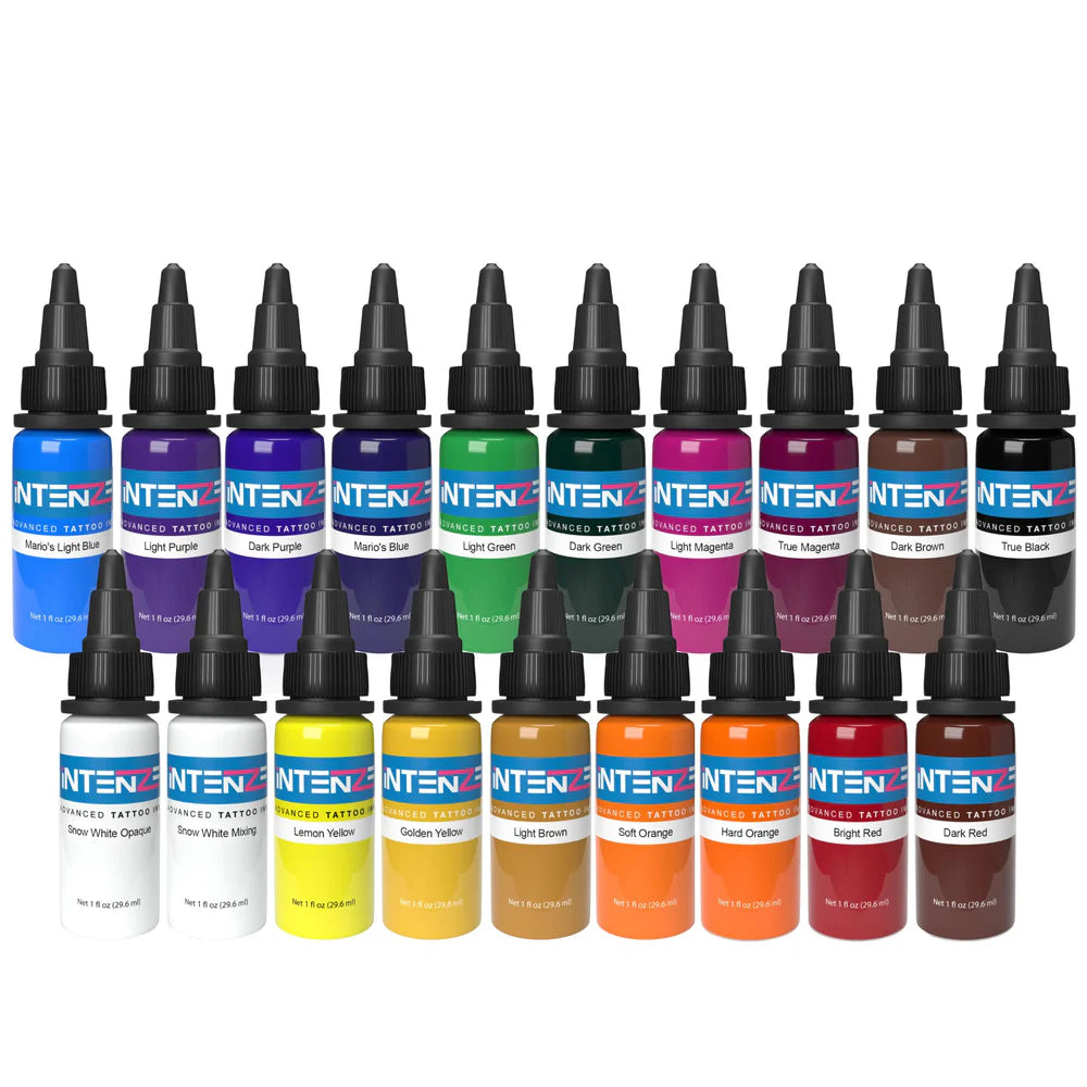 Basic 1/2oz Color Set - Intenze Tattoo Ink - 19 Bottles