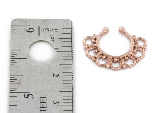 Rose Gold Plated, Sterling Silver Detailed Septum Ring or Earring - Clip OnRose Gold Plated, Sterling Silver Detailed Septum Ring or Earring - Clip On