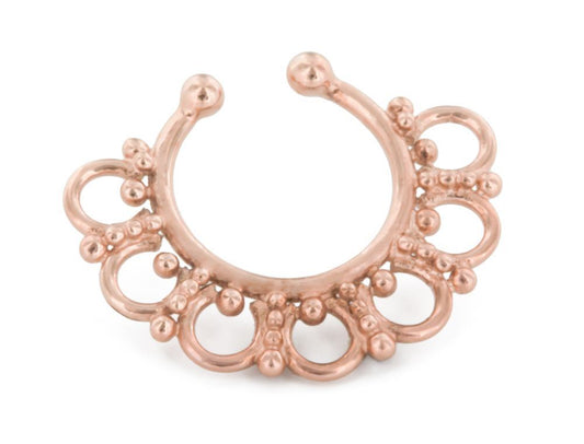 Rose Gold Plated, Sterling Silver Detailed Septum Ring or Earring - Clip OnRose Gold Plated, Sterling Silver Detailed Septum Ring or Earring - Clip On