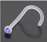 18g BioPlastic Bezel Set Gem Nose Screw Body Jewelry18g BioPlastic Bezel Set Gem Nose Screw Body Jewelry