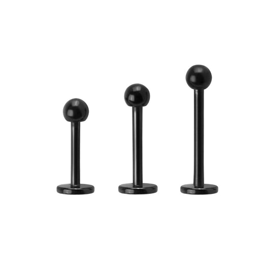 18g Externally Threaded PVD Black Titanium Labret Post w/ Ball — Price Per 118g Externally Threaded PVD Black Titanium Labret Post w/ Ball — Price Per 1