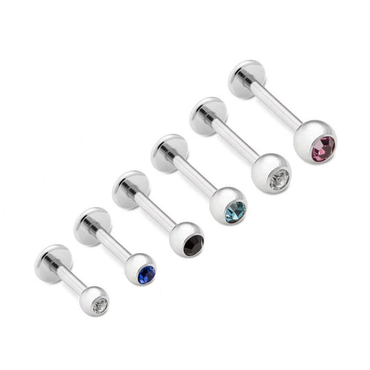 Long View - JL00216g Bezel Set Jeweled Steel Labret Stud — Price Per 1