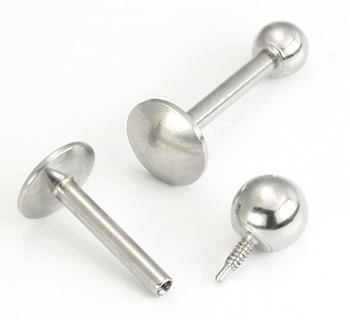 16g Internally Threaded Steel Ball Labret – UFO Rounded Back Disc16g Internally Threaded Steel Ball Labret – UFO Rounded Back Disc