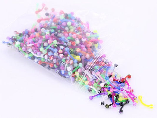 16g 3/8" Eyebrow PTFE Bent Barbells with Acrylic Balls - Price Per 50016g 3/8" Eyebrow PTFE Bent Barbells with Acrylic Balls - Price Per 500