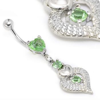 14g 7/16" Heart Peridot Belly Piercing Jewelry