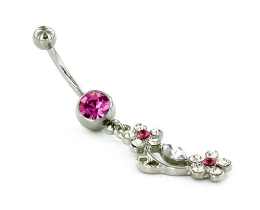 14g 7/16" Single Gem Navel with CZ Flowers