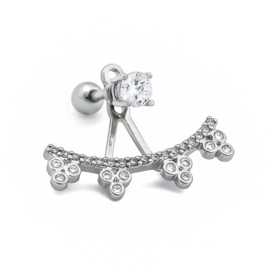 16g 1/4” Crystal Clusters Rhodium Plated Cartilage Earring16g 1/4” Crystal Clusters Rhodium Plated Cartilage Earring