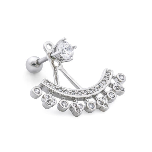 16g 1/4” Crystal Tiara Rhodium Plated Cartilage Earring16g 1/4” Crystal Tiara Rhodium Plated Cartilage Earring