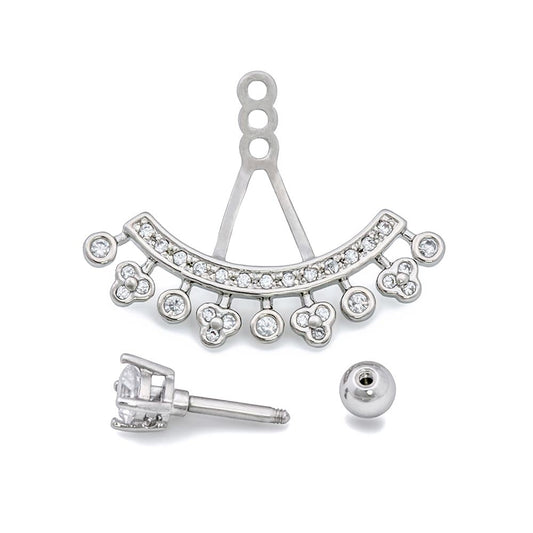 16g 1/4” Crystal Tiara Rhodium Plated Cartilage Earring16g 1/4” Crystal Tiara Rhodium Plated Cartilage Earring