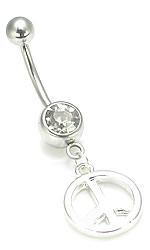 14g 7/16" Peace Sign Belly Button Ring