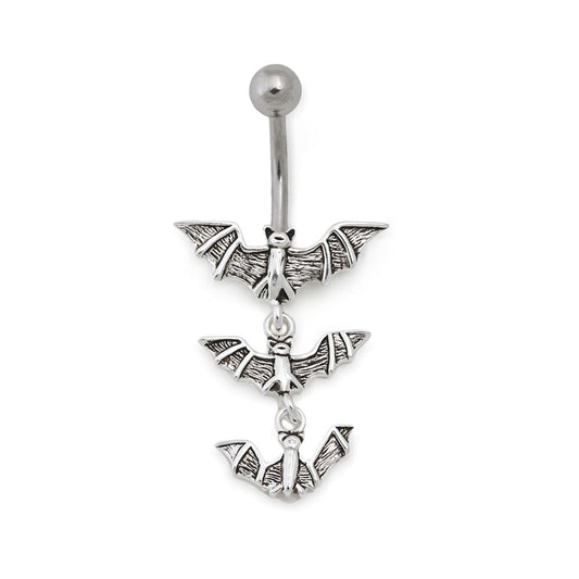 14g 7/16” Triple Bat Dangle Steel Belly Button Ring