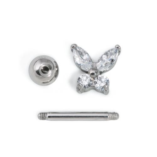 16g 5/16" Crystal Butterfly Steel Barbell — Price Per 116g 5/16" Crystal Butterfly Steel Barbell — Price Per 1