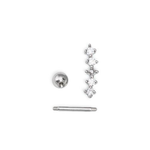 16g 5/16" Linear Crystals Steel Barbell — Price Per 116g 5/16" Linear Crystals Steel Barbell — Price Per 1