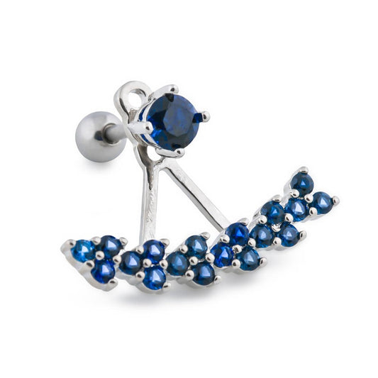 16g 1/4” Deep Blue Trinity Rhodium Plated Earring16g 1/4” Deep Blue Trinity Rhodium Plated Earring