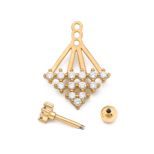 16g 1/4” Crystal Pyramid Gold Plated Cartilage Earring16g 1/4” Crystal Pyramid Gold Plated Cartilage Earring