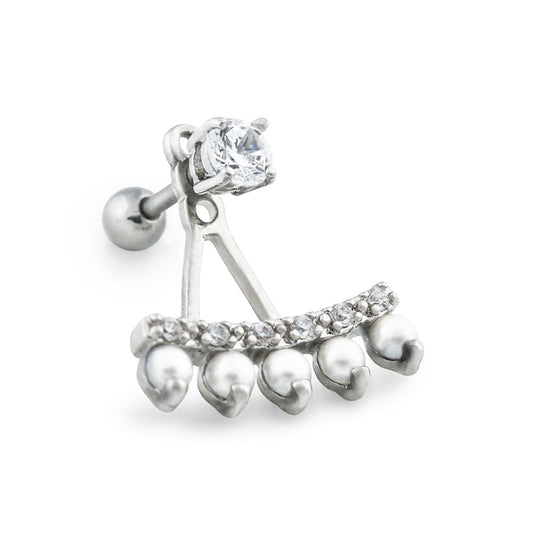 16g 1/4” Mermaid Pearls Rhodium Plated Cartilage Earring16g 1/4” Mermaid Pearls Rhodium Plated Cartilage Earring