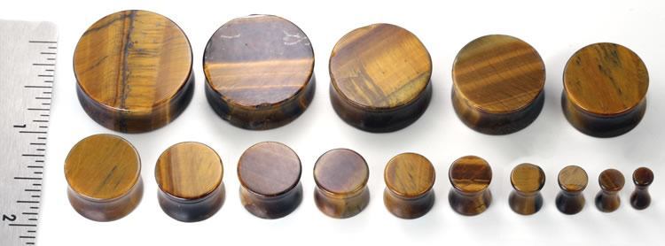 Double Flared Tiger Eye Stone Plug — Price Per 1