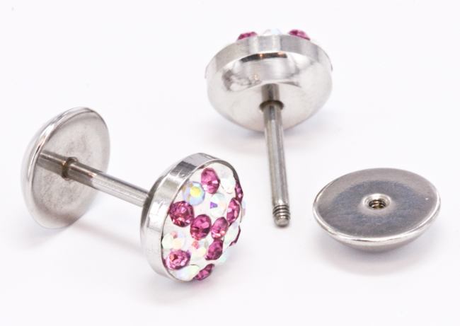 Crystal EXPLOSION FAKE PLUG AB & PINK Fake Piercing - Price Per 1