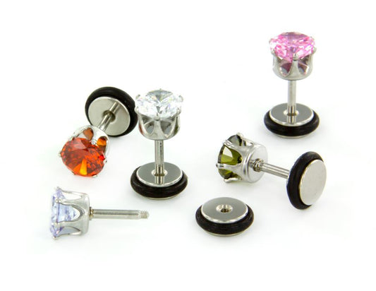 16g Prong Set 8mm Jewel Threaded Stud Earring — Price Per 116g Prong Set 8mm Jewel Threaded Stud Earring — Price Per 1