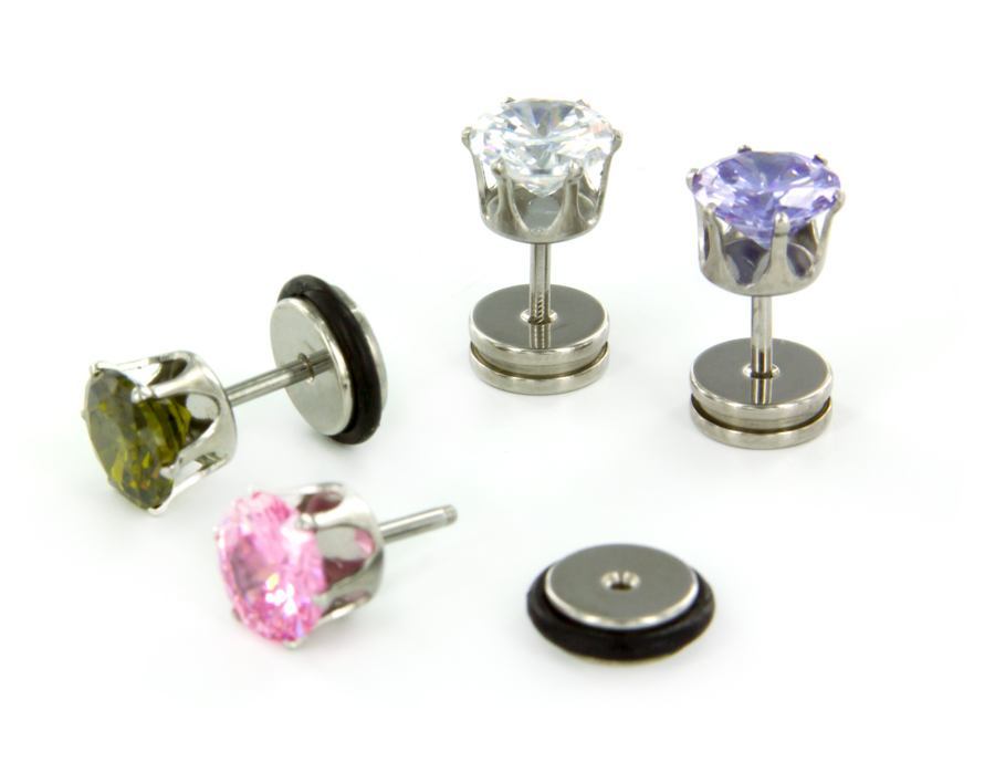 16g Prong Set 6mm Jewel Threaded Stud Earring — Price Per 1