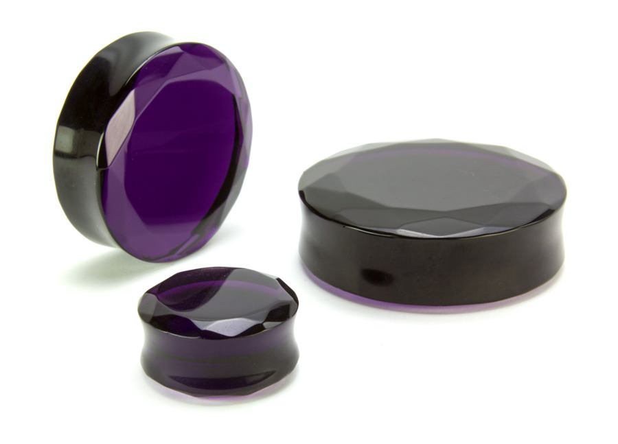 Double Faceted Purple Glass Plug - Price Per 1