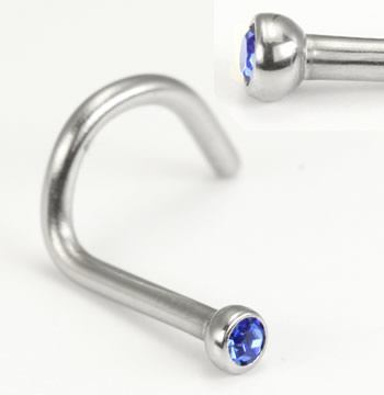 20g Bezel Set Screw Nose Jewelry Martini Setting - Right Bend20g Bezel Set Screw Nose Jewelry Martini Setting - Right Bend