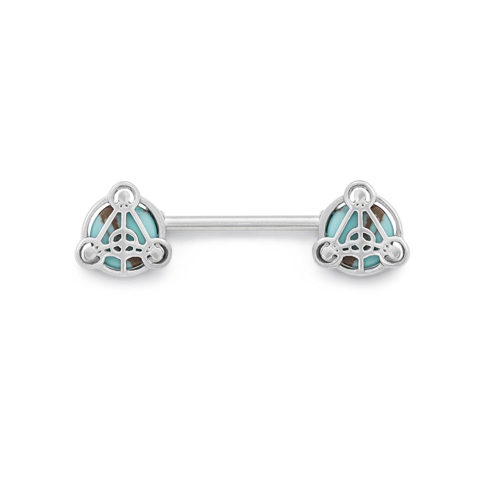 14g 15mm Turquoise Stone Scutum Fidei Nipple Barbell — Price Per 1