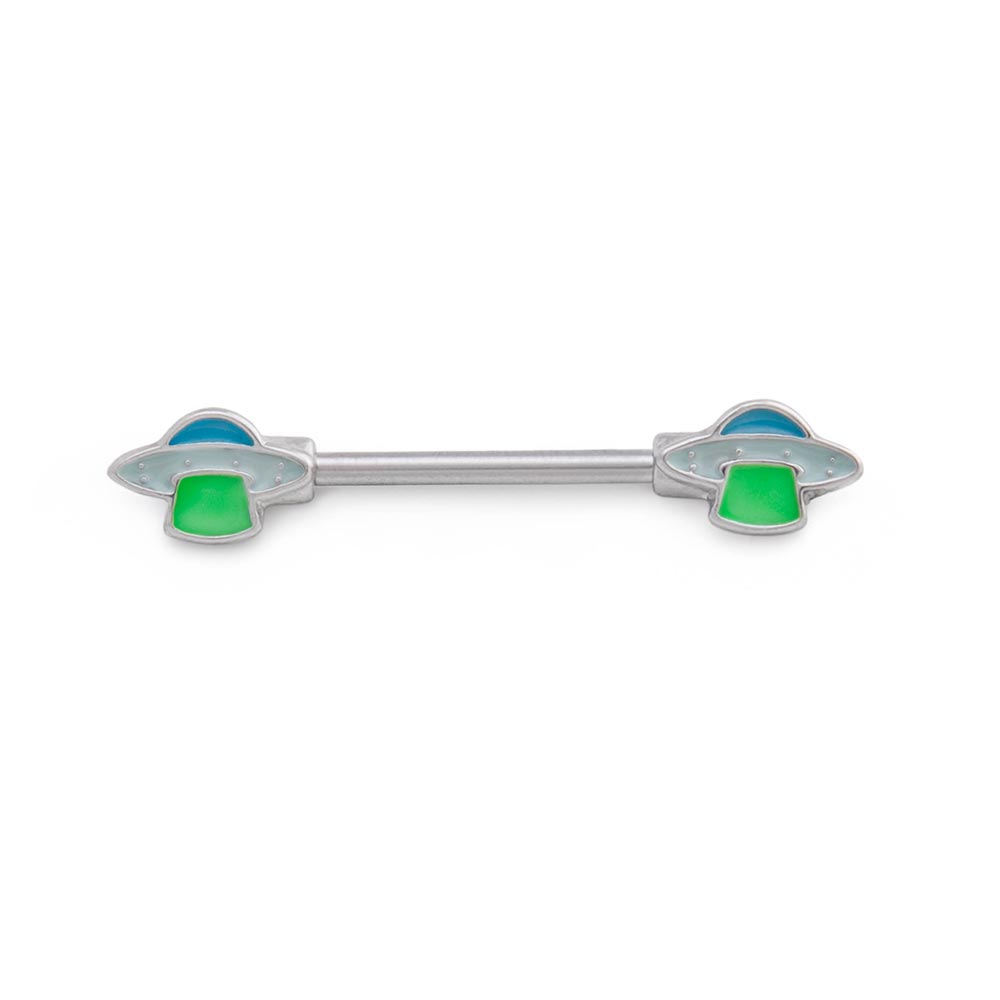 14g 15.5mm UFO Abduction Nipple Barbell — Price Per 1