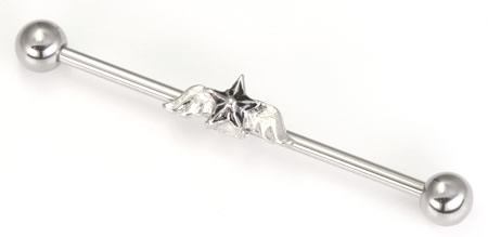 14g 1.5" Winged Star Industrial Barbell14g 1.5" Winged Star Industrial Barbell