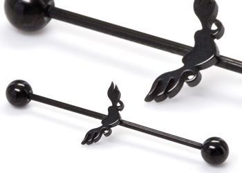 16g 1 3/8" Black Soaring Heart Industrial Barbell