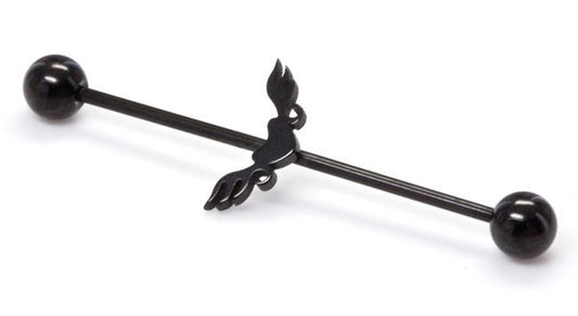 16g 1 3/8" Black Soaring Heart Industrial Barbell16g 1 3/8" Black Soaring Heart Industrial Barbell