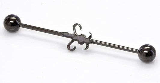 16g 1 3/8" Black Fleur de Lis Industrial Barbell16g 1 3/8" Black Fleur de Lis Industrial Barbell