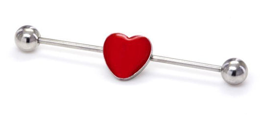 16g 1 3/8" Heart Industrial Barbell16g 1 3/8" Heart Industrial Barbell