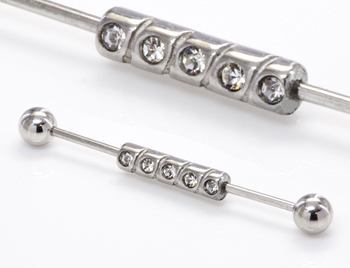 16g 1 3/8" In-Line Jewel Industrial Barbell