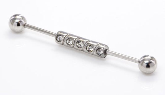 16g 1 3/8" In-Line Jewel Industrial Barbell16g 1 3/8" In-Line Jewel Industrial Barbell