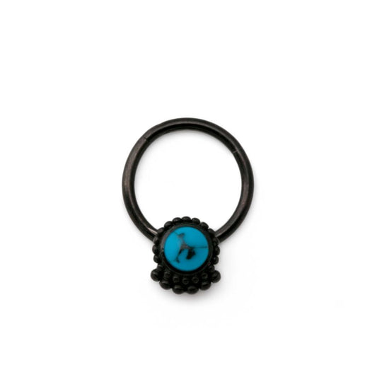 16g Black PVD Septum Clicker with Turquoise Stone — Price Per 116g Black PVD Septum Clicker with Turquoise Stone — Price Per 1