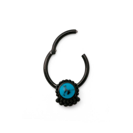 16g Black PVD Septum Clicker with Turquoise Stone — Price Per 116g Black PVD Septum Clicker with Turquoise Stone — Price Per 1