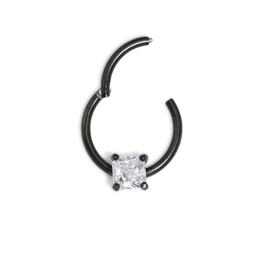 16g Black PVD Septum Clicker with Square Crystal — Price Per 116g Black PVD Septum Clicker with Square Crystal — Price Per 1