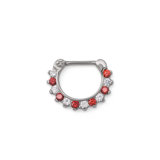 16g Red and White Peppermint Crystal-Laced Septum Clicker16g Red and White Peppermint Crystal-Laced Septum Clicker