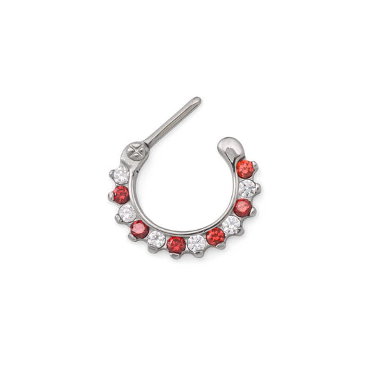 16g Red and White Peppermint Crystal-Laced Septum Clicker16g Red and White Peppermint Crystal-Laced Septum Clicker