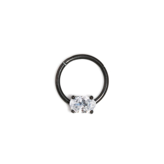 16g Black PVD Steel Septum Clicker with Oval-Shaped Crystal — Price Per 116g Black PVD Steel Septum Clicker with Oval-Shaped Crystal — Price Per 1