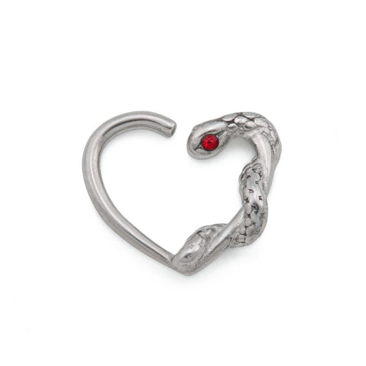 16g Red Eyed Snake Heart Bendable Ear Jewelry16g Red Eyed Snake Heart Bendable Ear Jewelry