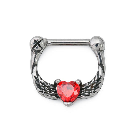 16g Hawk Wings Heart Steel Septum Clicker16g Hawk Wings Heart Steel Septum Clicker