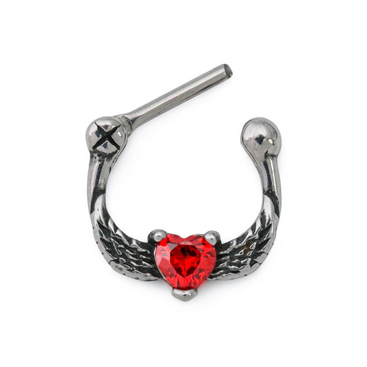 16g Hawk Wings Heart Steel Septum Clicker16g Hawk Wings Heart Steel Septum Clicker