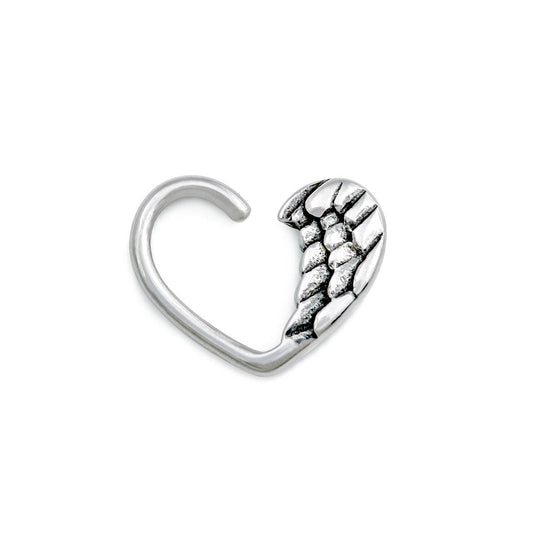 16g Antique Silver Seraph Wing Bendable Heart Ear Jewelry — Price Per 216g Antique Silver Seraph Wing Bendable Heart Ear Jewelry — Price Per 2