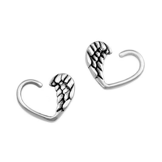 16g Antique Silver Seraph Wing Bendable Heart Ear Jewelry — Price Per 216g Antique Silver Seraph Wing Bendable Heart Ear Jewelry — Price Per 2