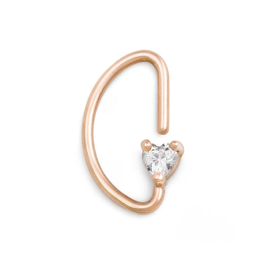 16g PVD Rose Gold Heart Crystal Bendable D-Ring — Price Per 116g PVD Rose Gold Heart Crystal Bendable D-Ring — Price Per 1