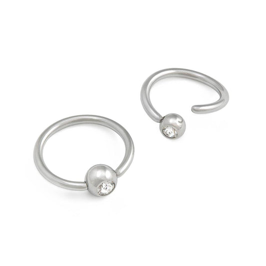 16g Downward Crystal Jewel Steel Fixed Bead Ring — Price Per 116g Downward Crystal Jewel Steel Fixed Bead Ring — Price Per 1