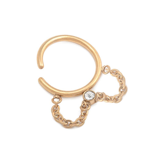 16g Bezel-Set Crystal Dangle PVD Gold Bendable Septum Ring — Price Per 116g Bezel-Set Crystal Dangle PVD Gold Bendable Septum Ring — Price Per 1