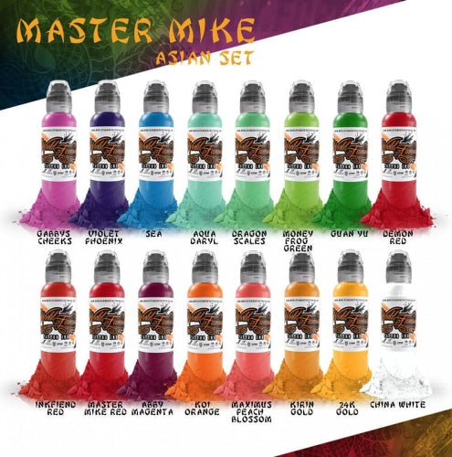 Master Collection Tattoo Ink Color Set - 1 oz. Bottles